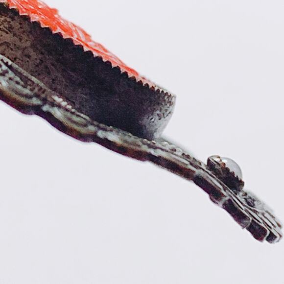 VTG Art Deco Peking Glass Style Red Glass 1920s-1930s Filigree Necklace Pendant - Picture 7 of 16